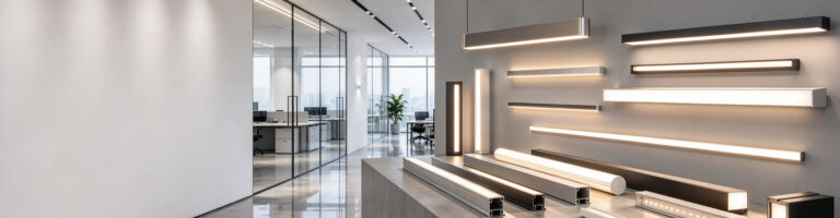 LED Linear Light · Three Optical Face Designs Compared