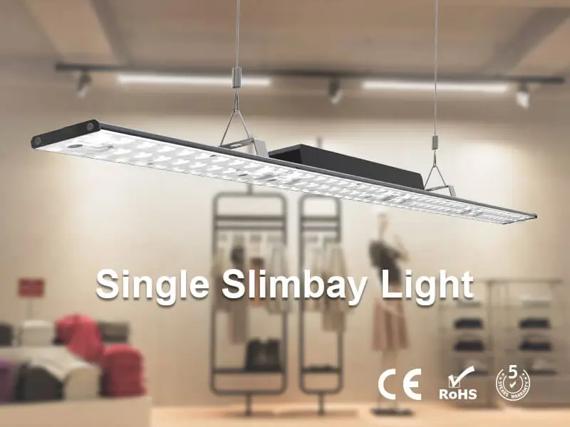Single Slimbay LED linear light with 2 by 45 degree precision lens