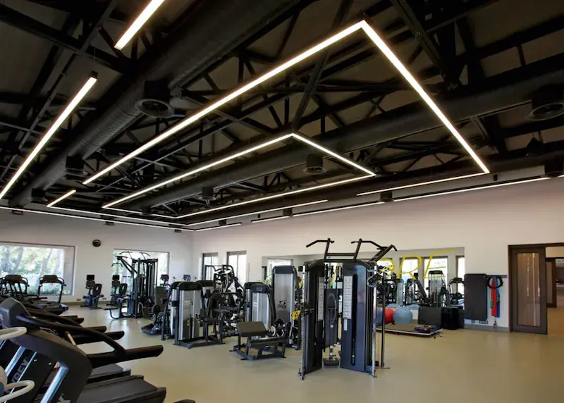 LED linear lights installed in a commercial building corridor and lobby