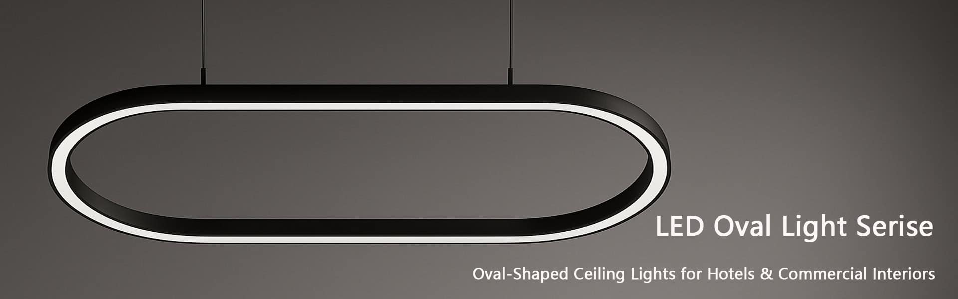 Oval suspended LED ceiling light in a retail interior