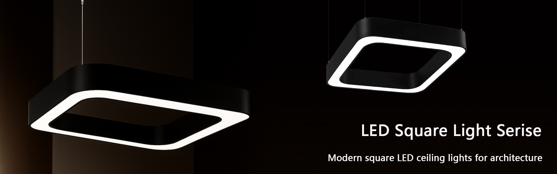 Square suspended LED linear pendant light centred over a boardroom table